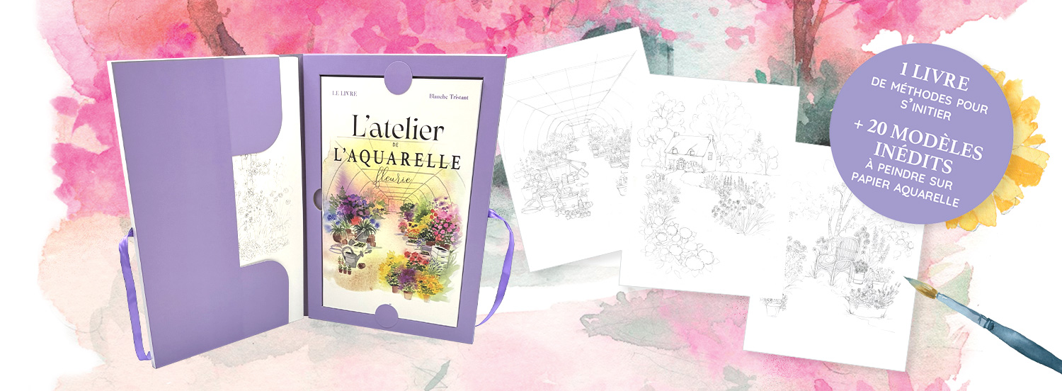 Coffret - L'atelier de l'aquarelle fleurie de Blanche Tristant
