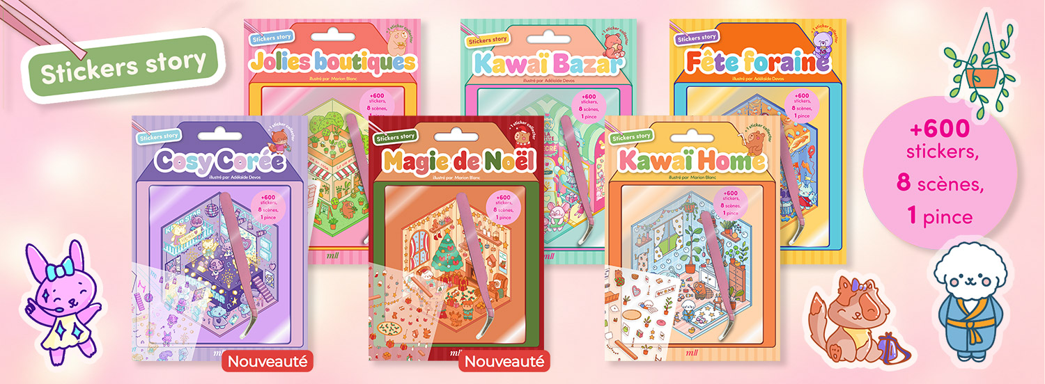 Stickers story : des adorables scènes à compléter avec 600 stickers et une pince inclus